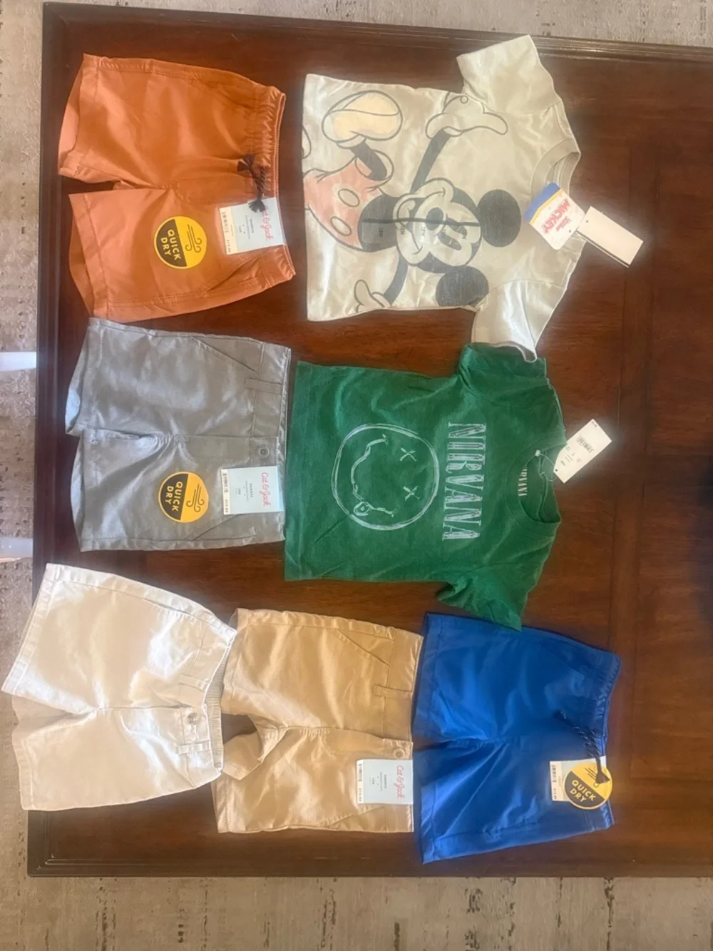 Kids Graphic Tee & Shorts Bundle - Mickey & Nirvana - Multi-Color, Size 18M